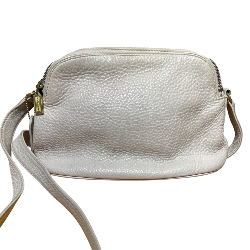 VTG Coach Sonoma Double Zip Purse w Shoulder Strap Sand Beige 10.5" x 8" x‎ 4.5" - Picture 6 of 12